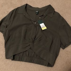 Cropped collared blouse